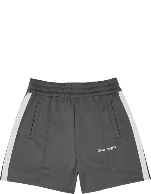 Palm Angels Logo Striped Jersey Track Shorts - Dark Grey