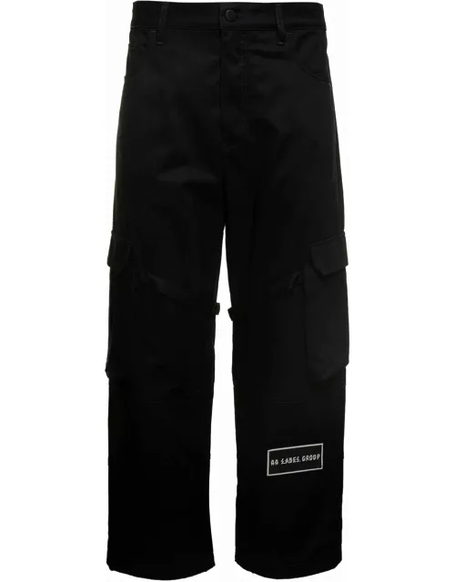44 Label Group helm Black Cargo Pants With Logo Patch In Cotton Man
