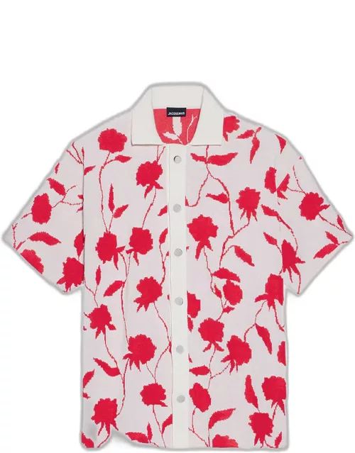 Men's Rose Jacquard Button-Down Shirt