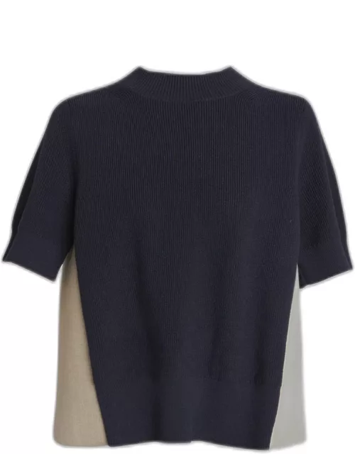 Cashmere Knit Top with Suiting Bonding Pane