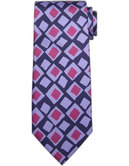 Men's Square-Print Silk Tie