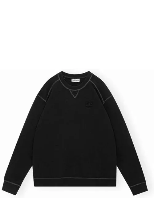 GANNI Long Sleeve Isoli Drop Shoulder Sweatshirt in Black