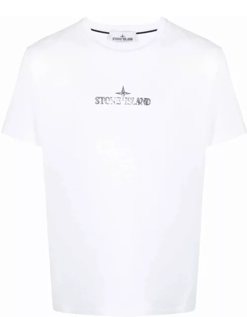 White T-shirt with silver logo print