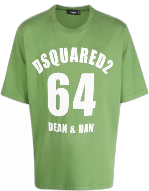 Green crew-neck T-shirt with logo print