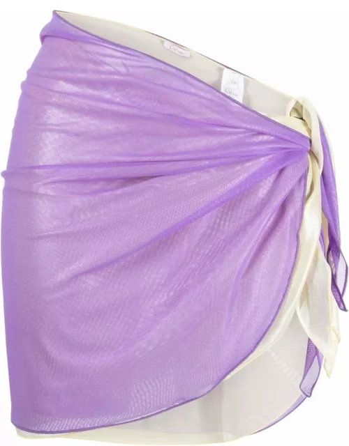 Layered lilac and ivory cover-up skirt