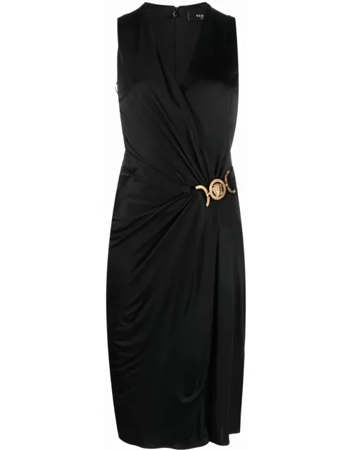 Black short dress with Medusa plaque