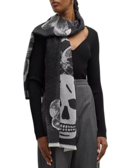 Orchis Skull Wool-Silk Scarf