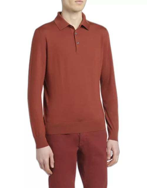 Men's Cashmere-Silk Polo Sweater