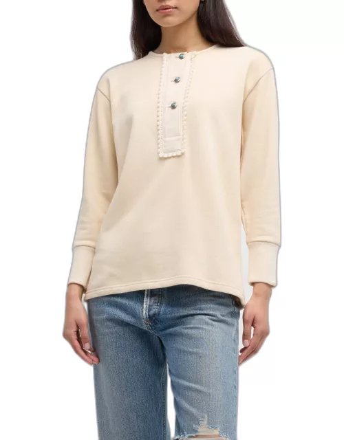 Carmel Henley Top with Turquoise Button
