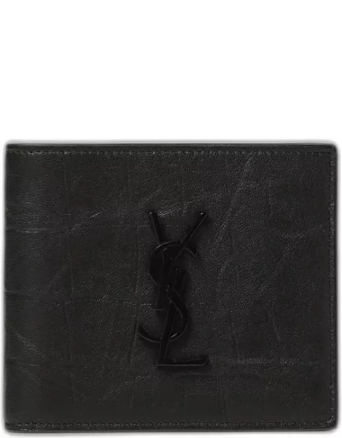 Saint Laurent wallet in crocodile print leather with monogra