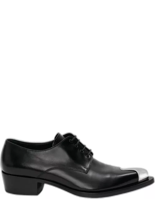 Men's Metallic-Toe Leather Derby Shoe