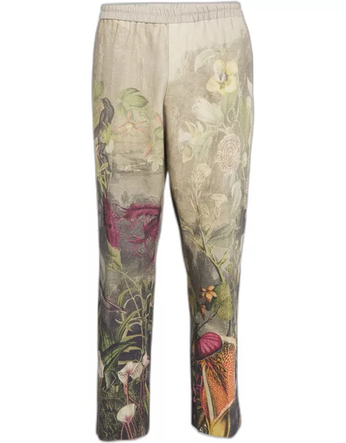 Men's Botanical-Print Cotton Pull-On Parkino Pant