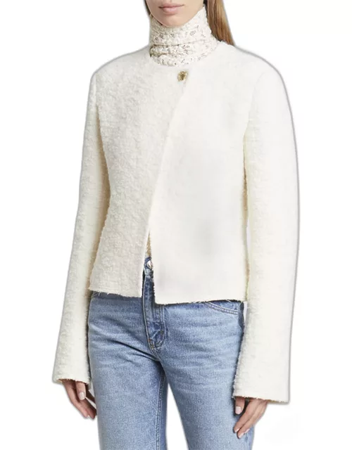 Soft Wool Alpaca Boucle Single-Breasted Jacket
