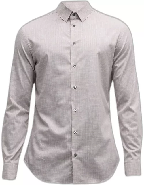 Men's Cotton Grid Check Dress Shirt