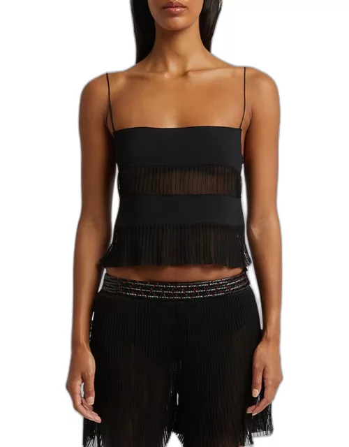 Shadow Line Knit Cami with Sheer Stripe