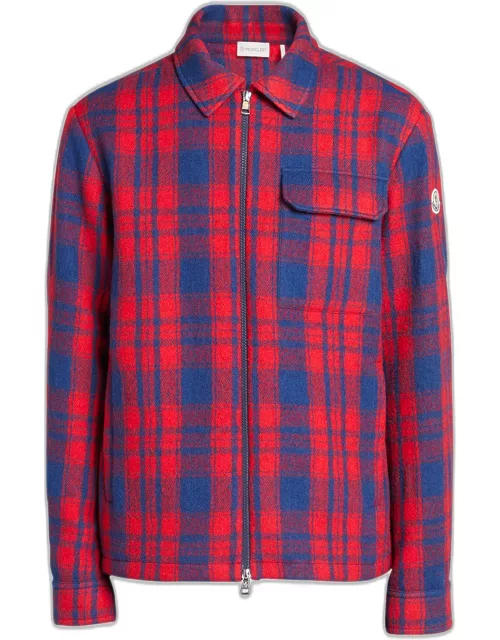Men's Plaid Wool Flannel Shirt Jacket