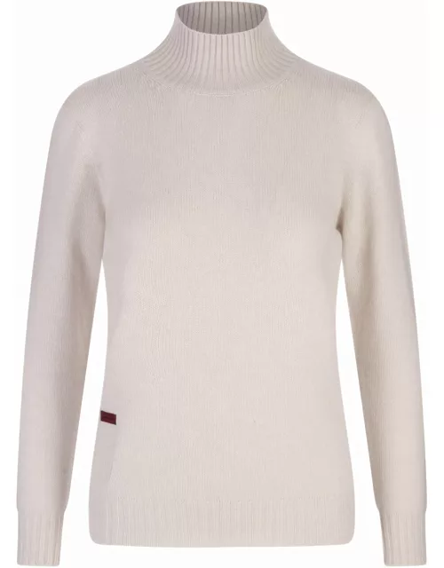 Agnona White Cashmere Turtleneck Sweater