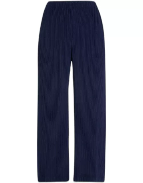 Hatching Pleated Wide-Leg Pant