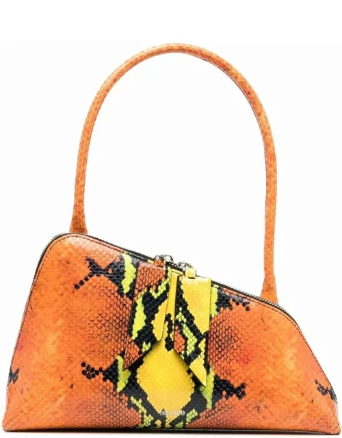 Orange Sunrise Shoulder Bag with Snakeskin Effect