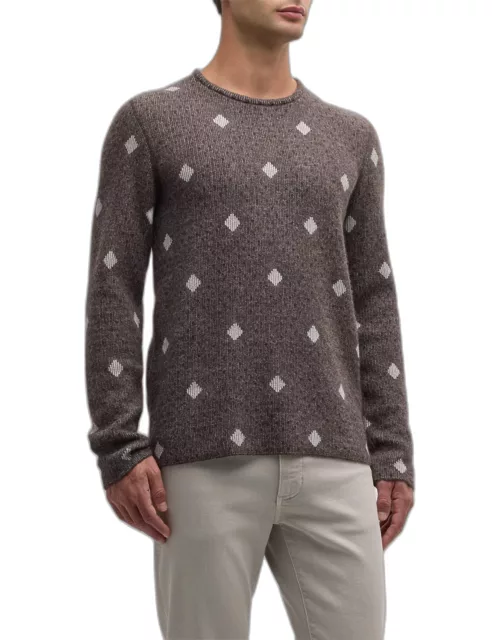 Men's Diamond Jacquard Cashmere-Blend Sweater