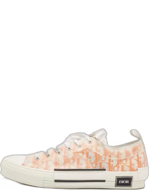 Dior White/Orange Oblique Mesh and Rubber B23 Low Top Sneaker