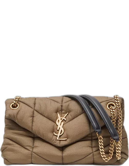 Lou Puffer Small YSL Shoulder Bag in Quilted Nylon