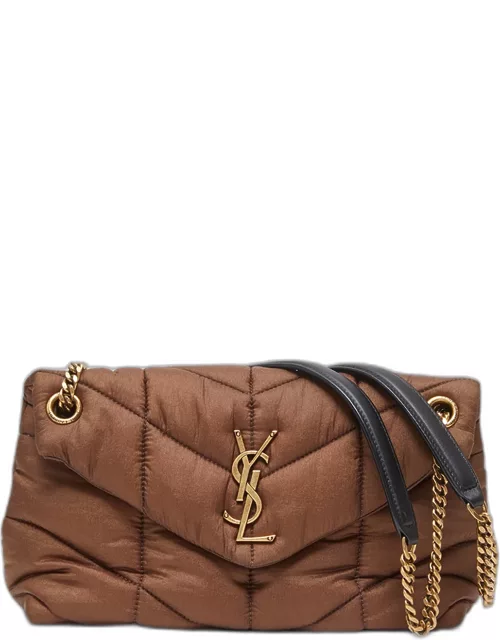 Lou Puffer Small YSL Shoulder Bag in Quilted Nylon