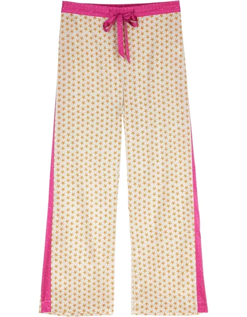 Jessica Russell Flint Stars Printed Stretch-silk Pyjama Trousers - Cream
