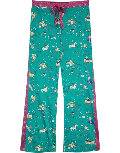 Jessica Russell Flint Nowruz Printed Stretch-silk Pyjama Trousers - Teal