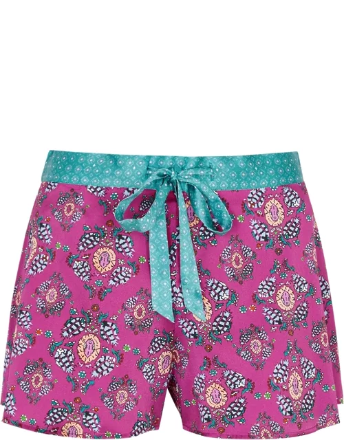 Jessica Russell Flint Persia Printed Stretch-silk Pyjama Shorts - Pink