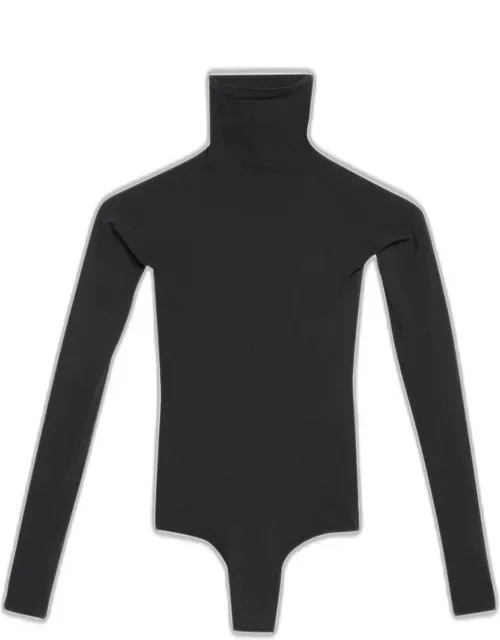 Semi-Sheer Turtleneck Bodysuit