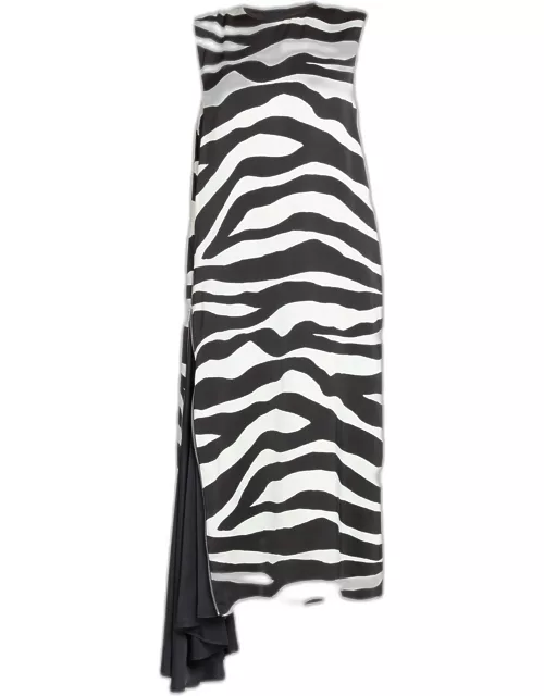Zebra Print Midi Dress with Side Zip Detai