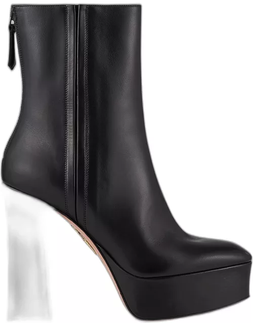 Groove Leather Platform Ankle Bootie