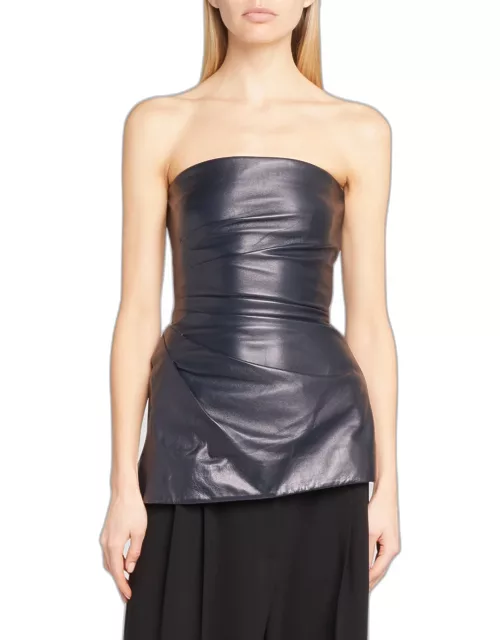 Glossy Leather Strapless Top