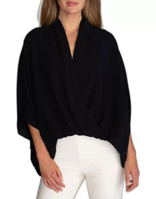 Concourse 3/4-Sleeve Draped Crepe Top