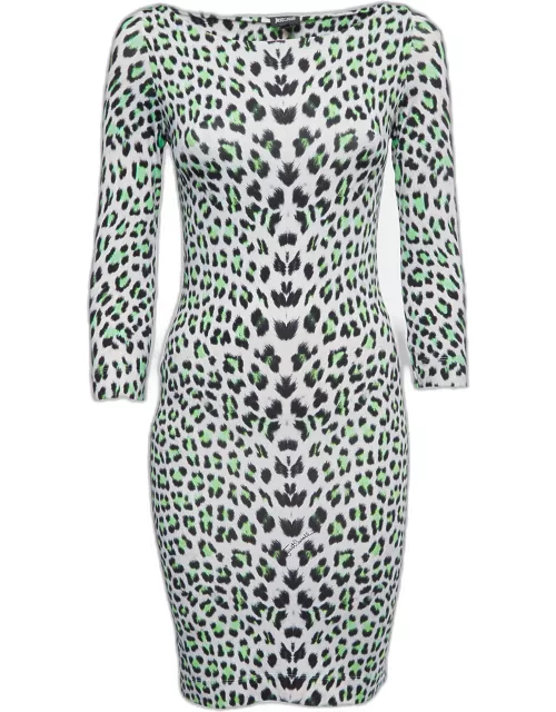 Just Cavalli Multicolor Leopard Print Jersey Short Dress