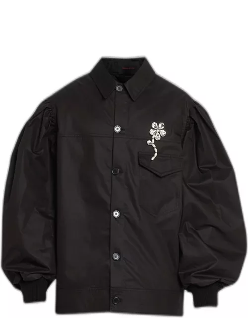 Men's Puff-Sleeve Embellished Workwear Jacket