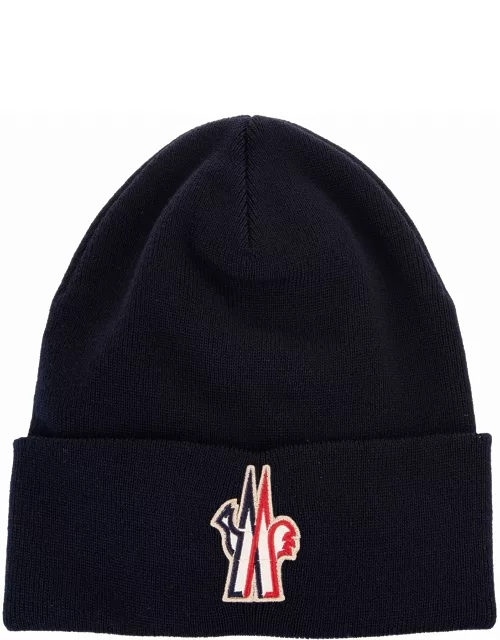 Moncler Grenoble Navy Blue Pure Wool Hat