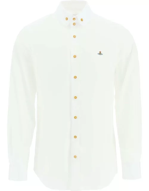 VIVIENNE WESTWOOD Poplin shirt with button-down collar and orb embroidery