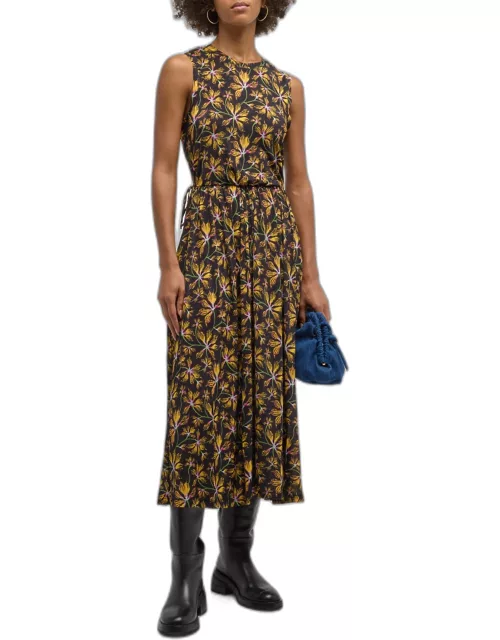 Clea Sleeveless Floral Jersey Midi Dres