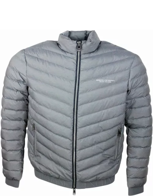 Armani Collezioni Light Down Jacket With Logoed And Elasticated Edges And Zip Closure
