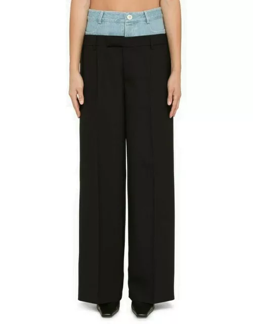 Hybrid trousers in wool and deni