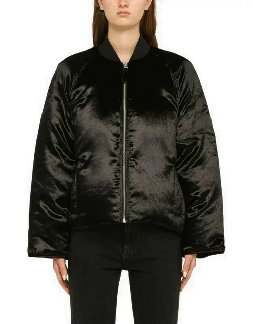 Lafu black velvet padded bomber jacket