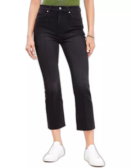 Loft Pintucked Fresh Cut High Rise Kick Crop Jeans in Washed Black