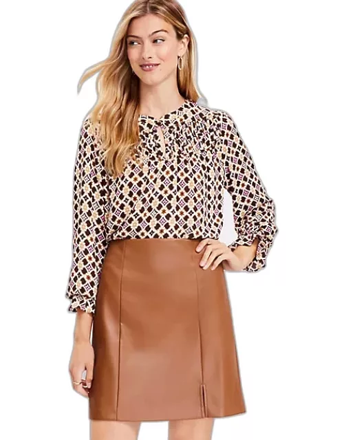 Loft Seamed Faux Leather Skirt