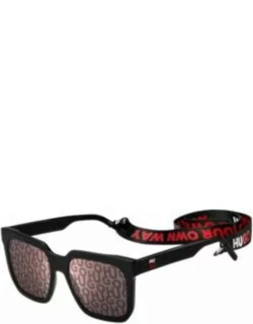 Black-acetate sunglasses with stacked-logo lenses Men's Eyewear