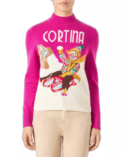 MC2 Saint Barth Woman Crewneck Sweater With Cortina Postcard