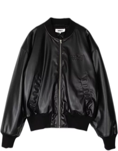 MM6 Maison Margiela Kaban Black synthetic leather bomber jacket