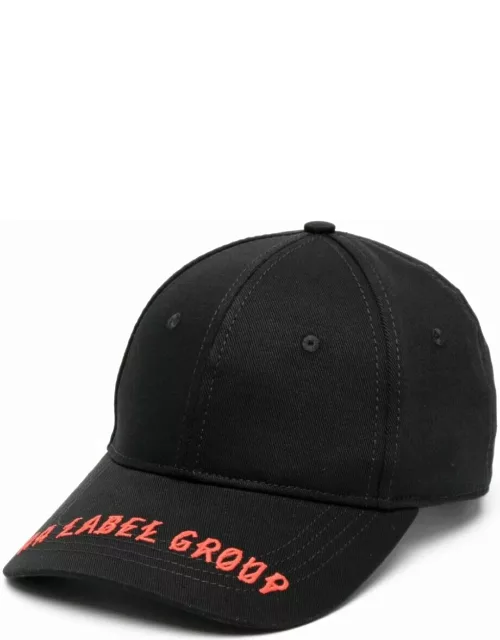 44 Label Group Black Baseball Cap With Contrasting Logo Embroidery In Cotton Man