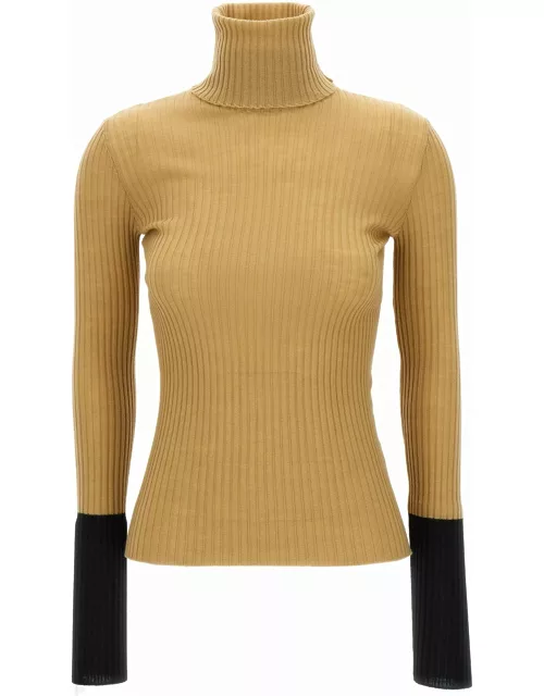 (nude) Contrasting Detail Ribbed Sweater